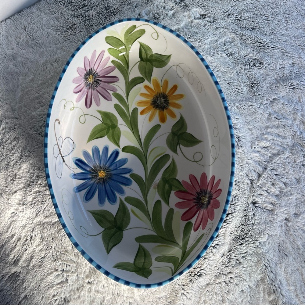 Laurie Gates 2000 Floral Oval Serving Platter - Multicolor Flowers - Picture 2 of 12